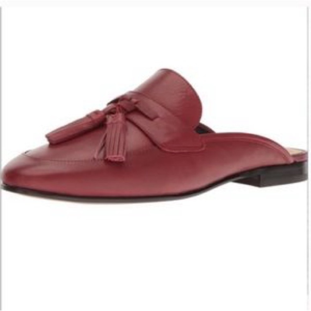 Sam Edelman Paris Tassel Mules Red Leather Slip-On